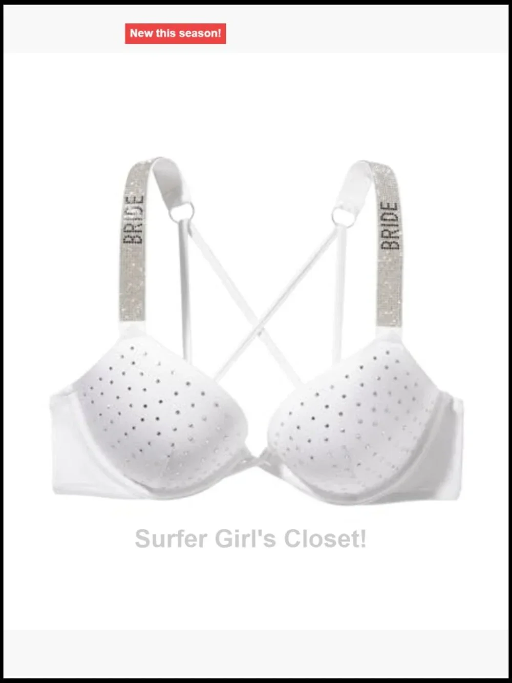 Rhinestone Strap Bombshell Push-Up Bikini Top - Sleeveless Triangle